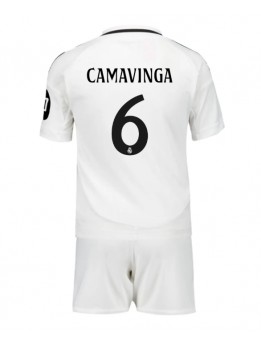 Billige Real Madrid Eduardo Camavinga #6 Hjemmedraktsett Barn 2024-25 Kortermet (+ Korte bukser)